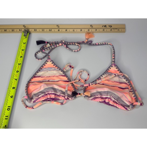 Victorias Secret Swim Bikini Set Halter Top Seashell Tassel Size Medium Striped - Picture 12 of 13